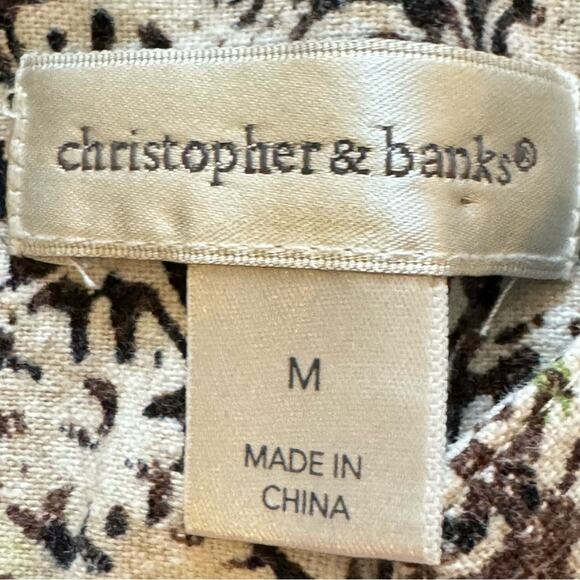 Christopher & Banks linen blend black green Nehru jacket size medium M
 b21 - Picture 2 of 5